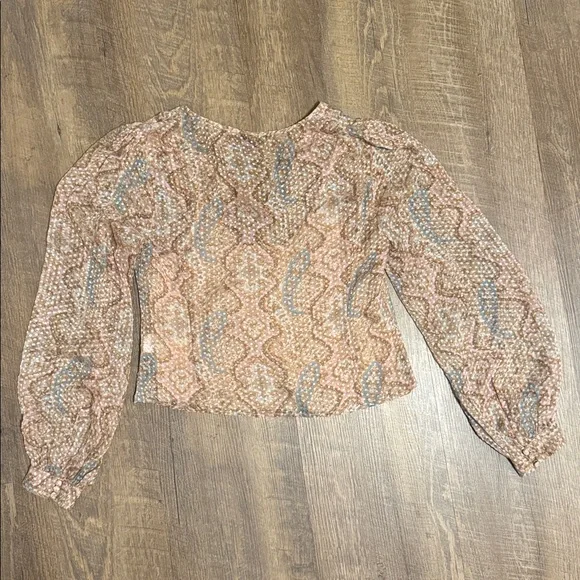 Paige Women’s Dezi Balloon Sleeve Silk Blend Button Front Paisley Top Size Small - Picture 13 of 16